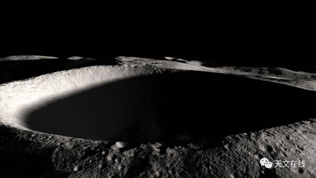 月球极地黑暗的陨石坑.图源:nasa