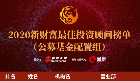 重磅!2020第三届新财富最佳投资顾问评选榜单揭晓(最新发布)