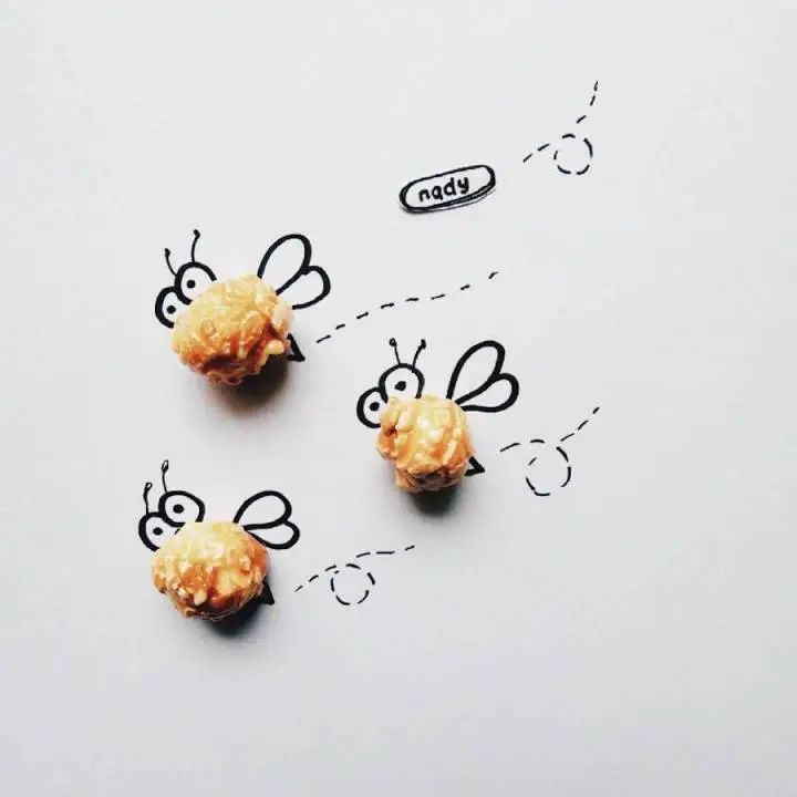 会吃又会玩,这位艺术家将零食融入卡通画,看完又馋了