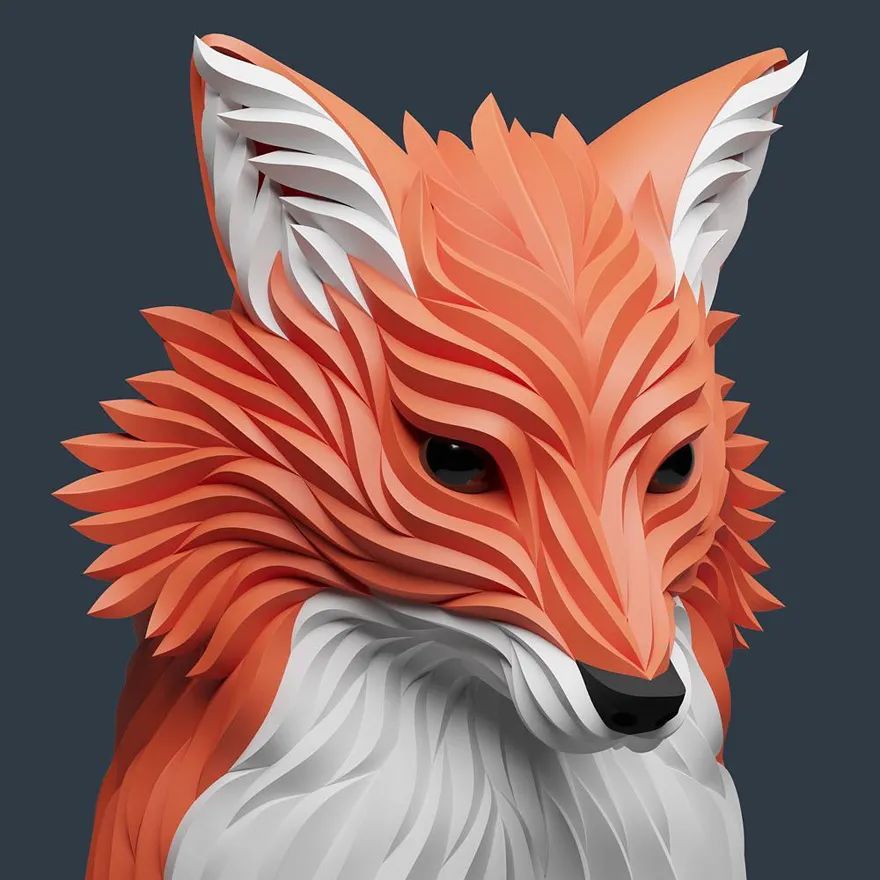 人类的眼神,野兽的形象,他用非凡想象力创作惊人3d动物插画