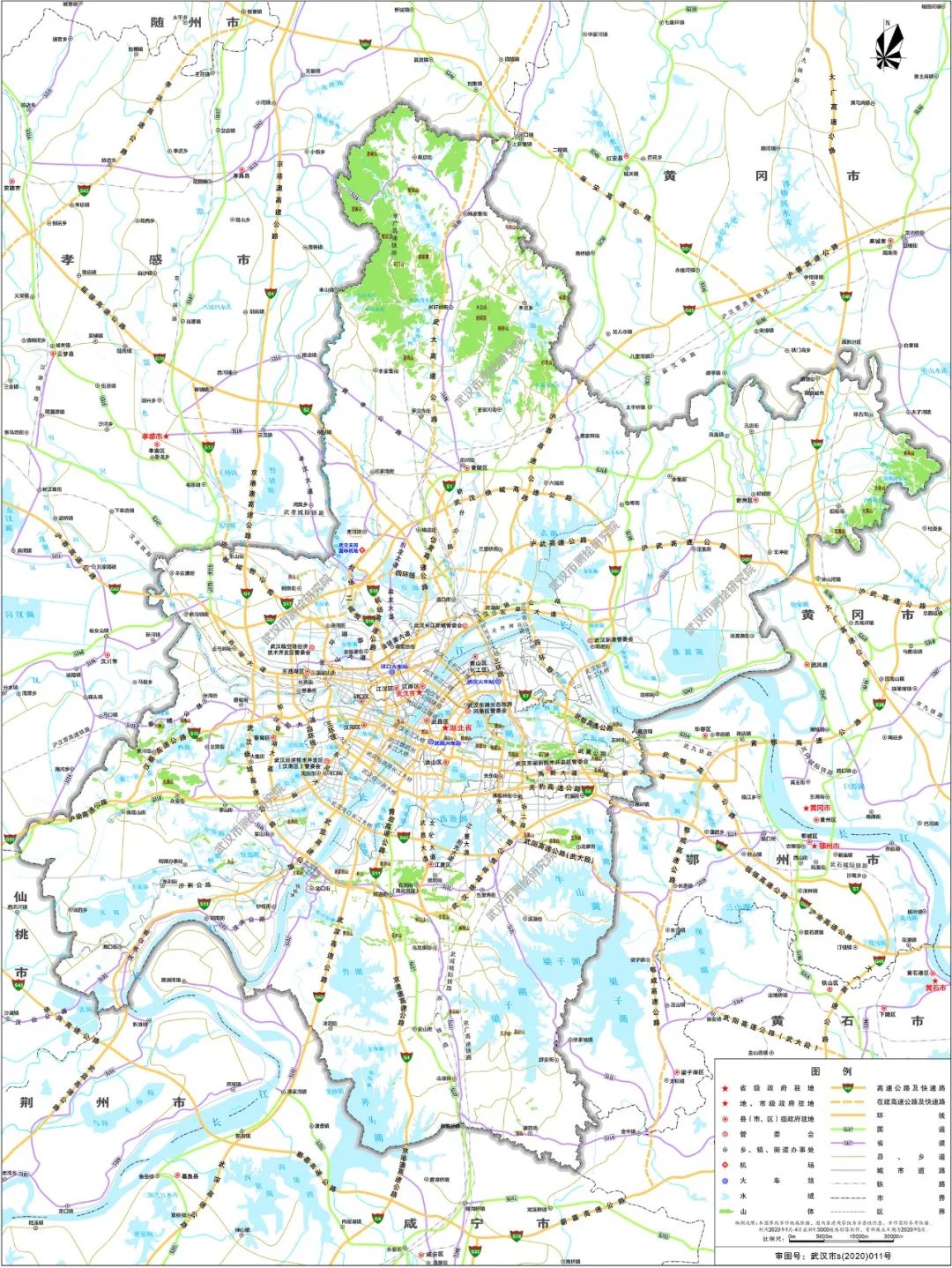 经审查通过,现更新发布2019版武汉市地图附后(以上电子数据可从武汉
