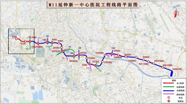 m11延伸新一中心医院工程是天津市中心城区轨道交通线网东西向辅助线