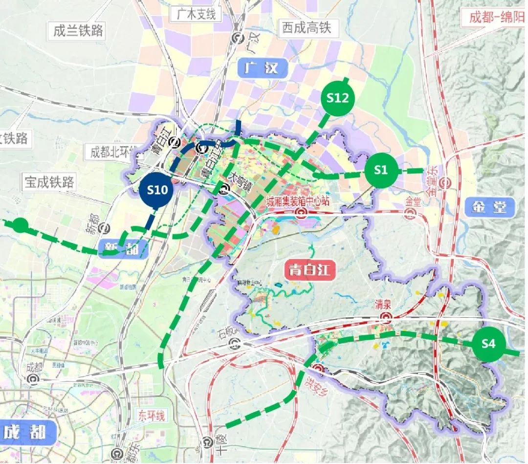 s12线规划公示图 另据《成都轨道交通优化方案》显示,远期青白江区还