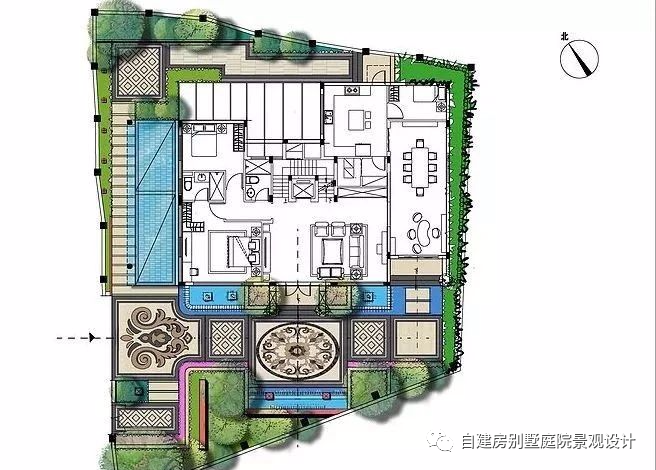 16个庭院景观规划设计彩平方案图豪宅自建房别墅农村乡村庭院子私家