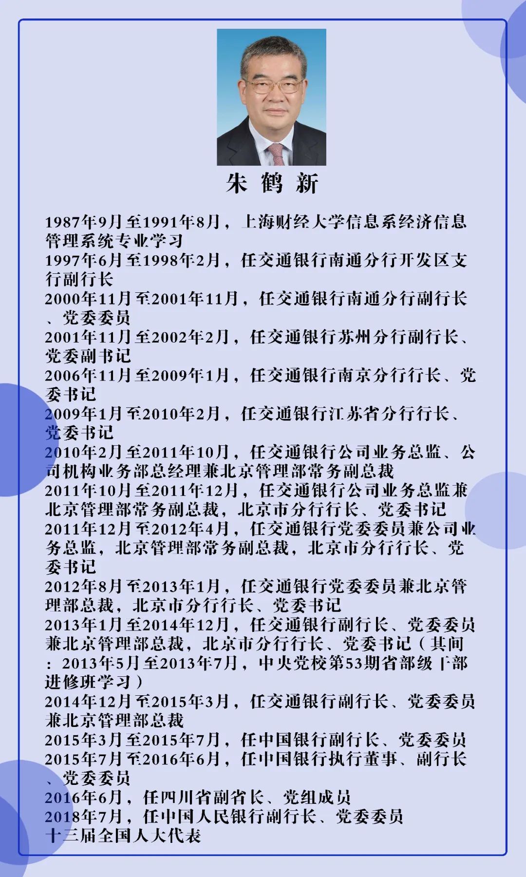 新任掌舵者央行副行长朱鹤新空降中信集团