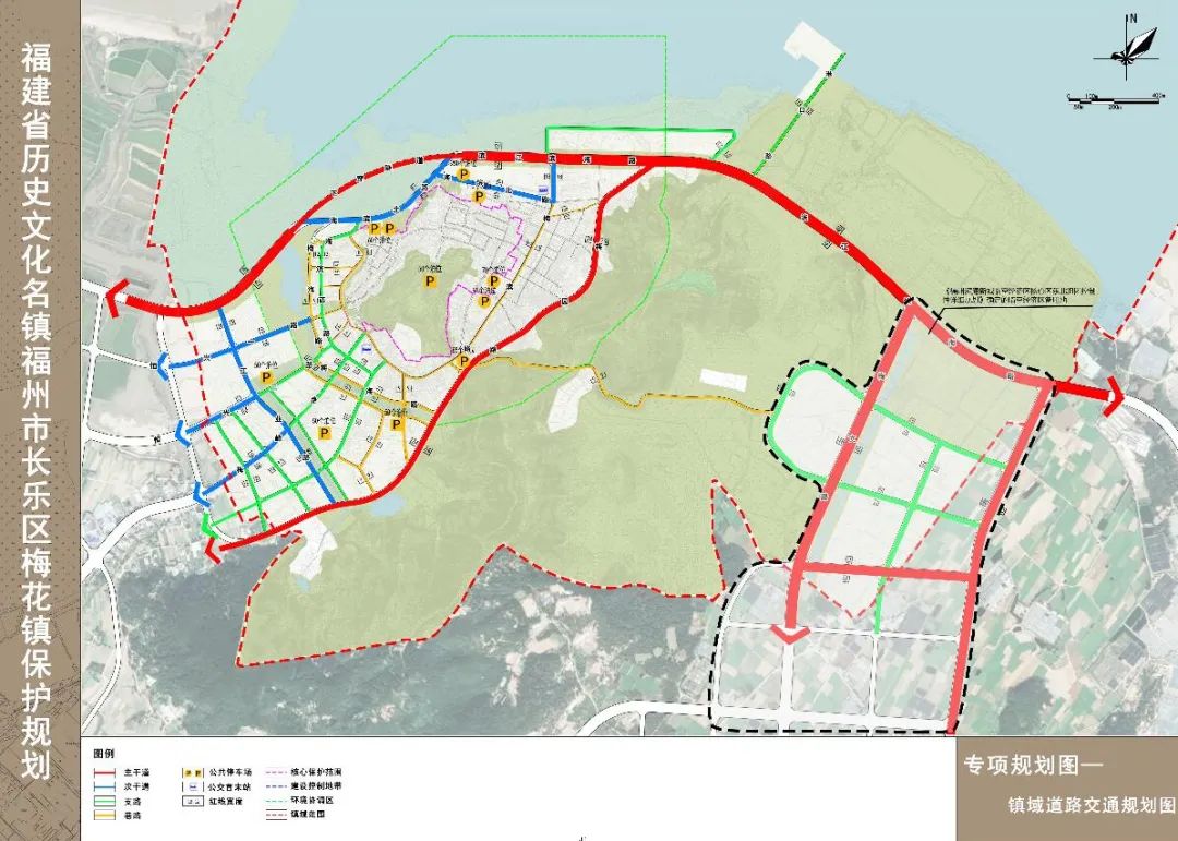 核心区东北组团控制性详细规划》;镇区由滨江滨海路,海滨北路,工业路