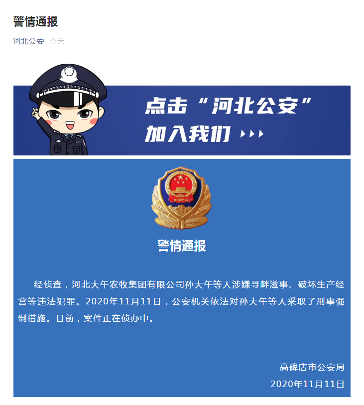 涉嫌寻衅滋事破坏生产经营知名农民企业家孙大午被抓17年前曾因非法