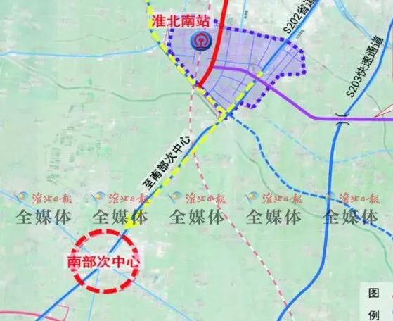淮北南部次中心规划总面积36平方公里,起步区位于整个南部次中心西部