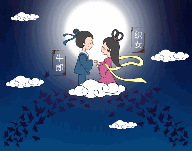相传每逢七月初七,人间的喜鹊就要飞上天去,在银河为流郎织女搭鹊桥