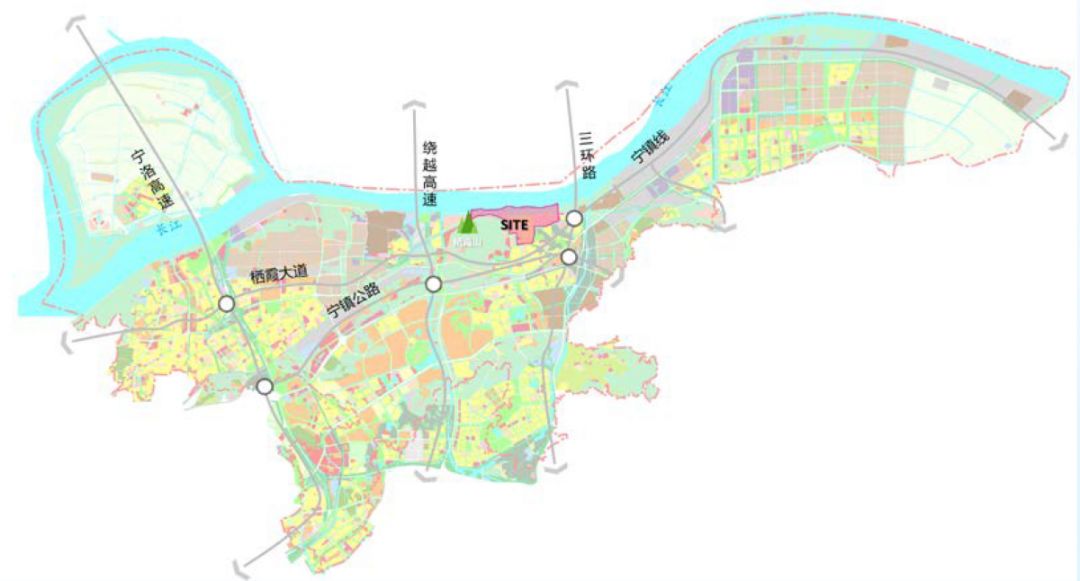 南京栖霞山以东休闲门户"目标定位,对片区内功能策划,空间结构,交通