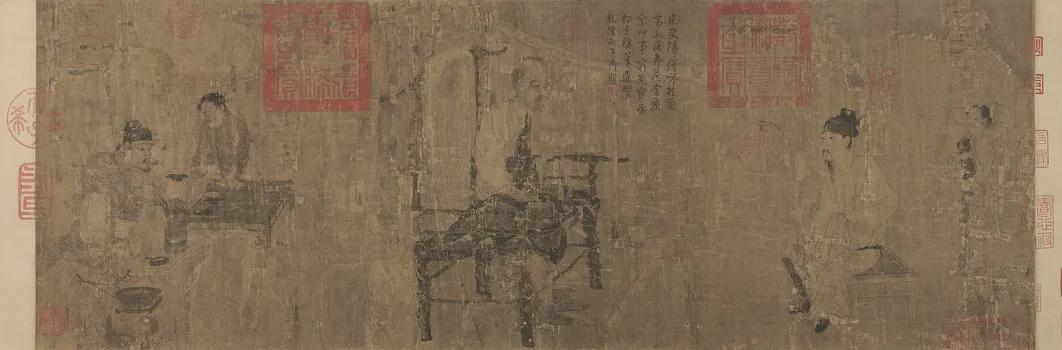 最早的茶画是唐代画家阎立本的《萧翼赚兰亭图,作品取材自唐代历史