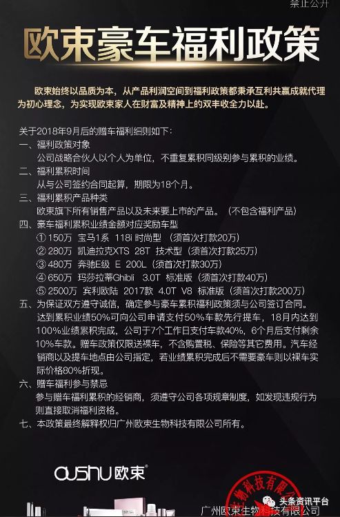 揭底投诉不止的欧束五级代理加豪车政策的魅力何在