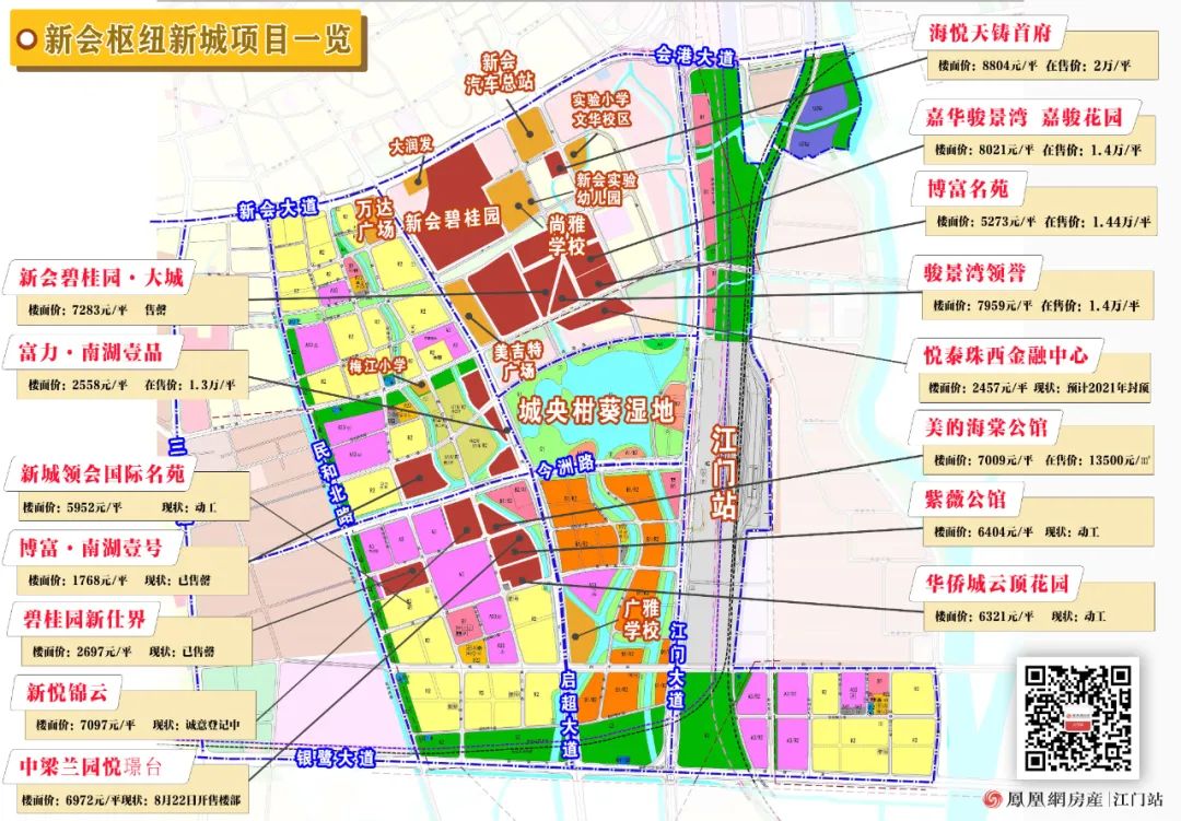 近江门站,望南湖景!新会枢纽挂地,5680元/㎡起拍!又有