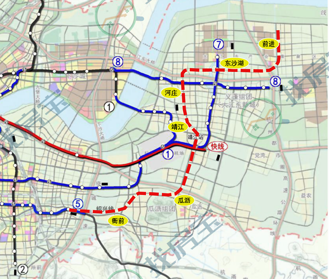 再通过与地铁5,7,8,机场快线等四条地铁线的换乘,间接联通了高铁杭州