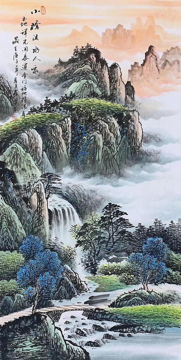 画家罗峻作品欣赏青山绿水山水如画