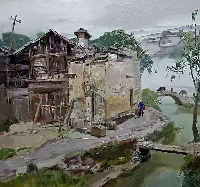《风景写生》油画 李生南