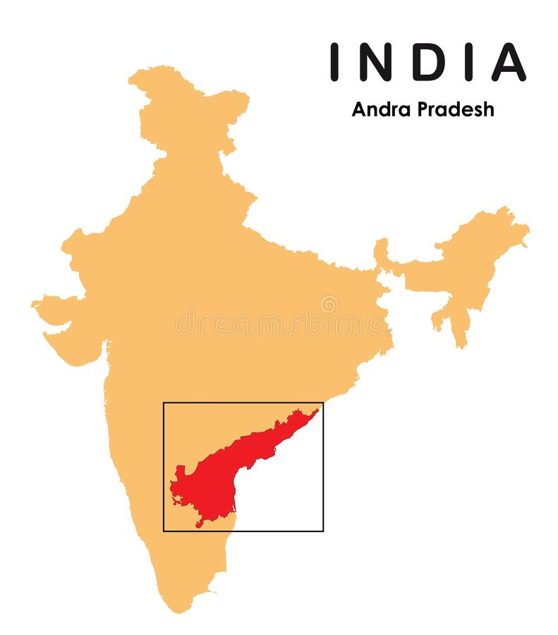印度安得拉邦地图-安得拉邦地图矢量图插图-安得拉邦地图矢量图插图和