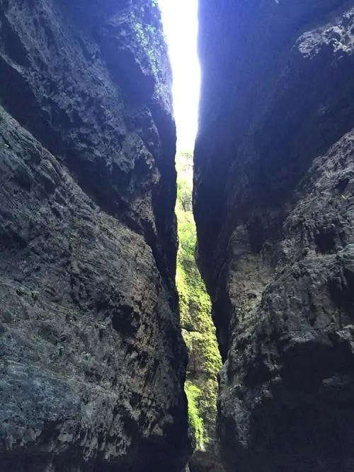 桃源洞一线天 福建永安桃源洞一线天 一道大山裂缝 就象用刀劈出一样