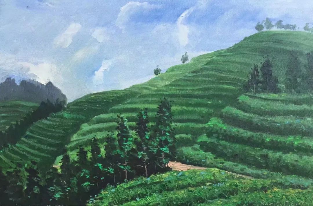 《茶山》尺寸:40x60cm