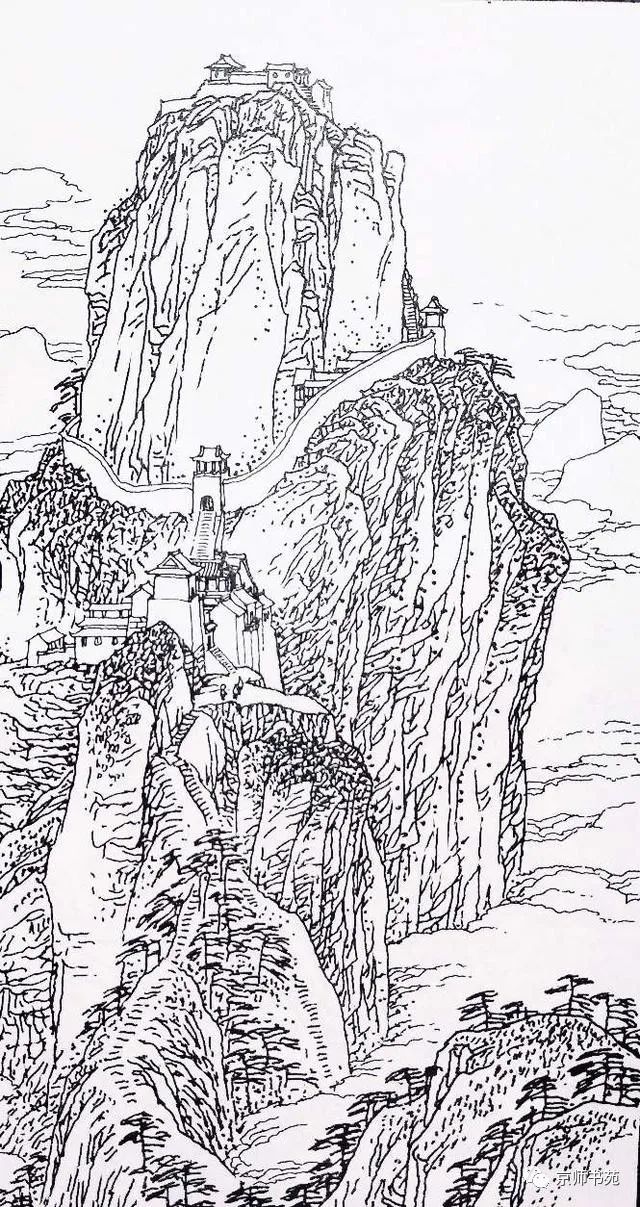 山水线描图