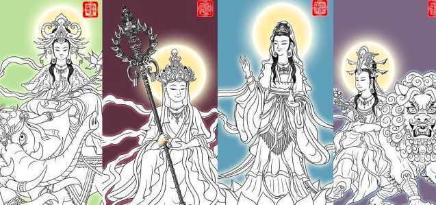 佛教四大菩萨,文殊,普贤,地藏王,观世音,分别代表了什么?