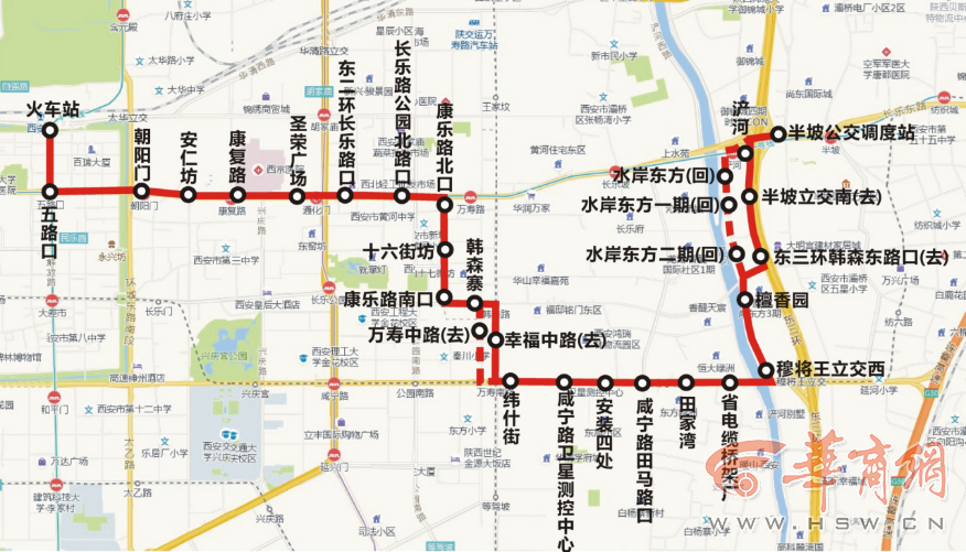 西安13路公交车线路明日起有所调整 新增4个站点取消3个站点