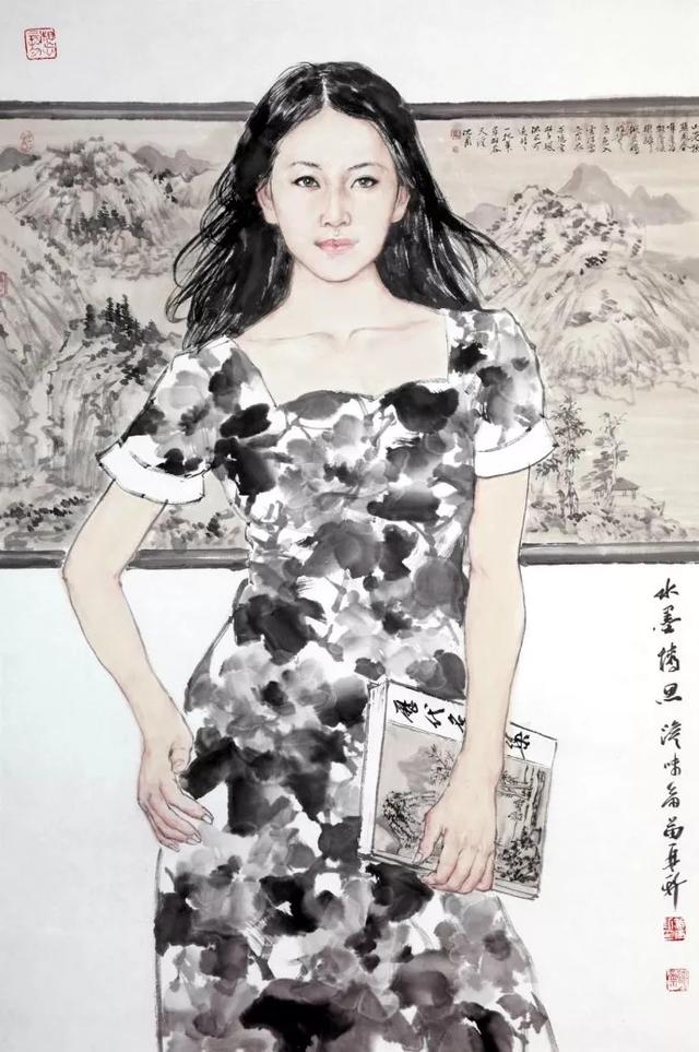 苗再新笔下的东方美女人物画作品欣赏