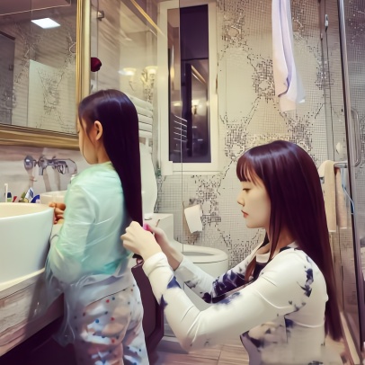 李小璐新年第一天为女儿剪发 穿针织衫大秀好身材