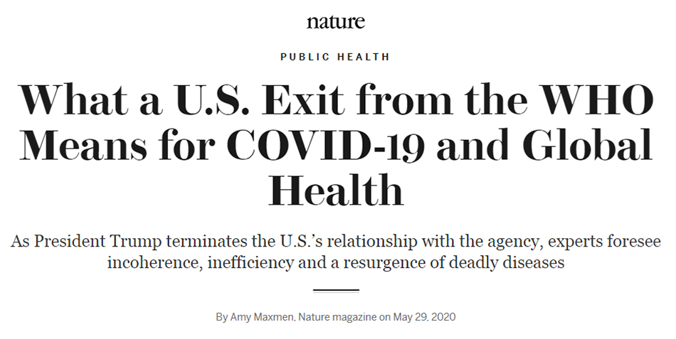 美国退出世卫组织对新冠肺炎和全球卫生意味什么？