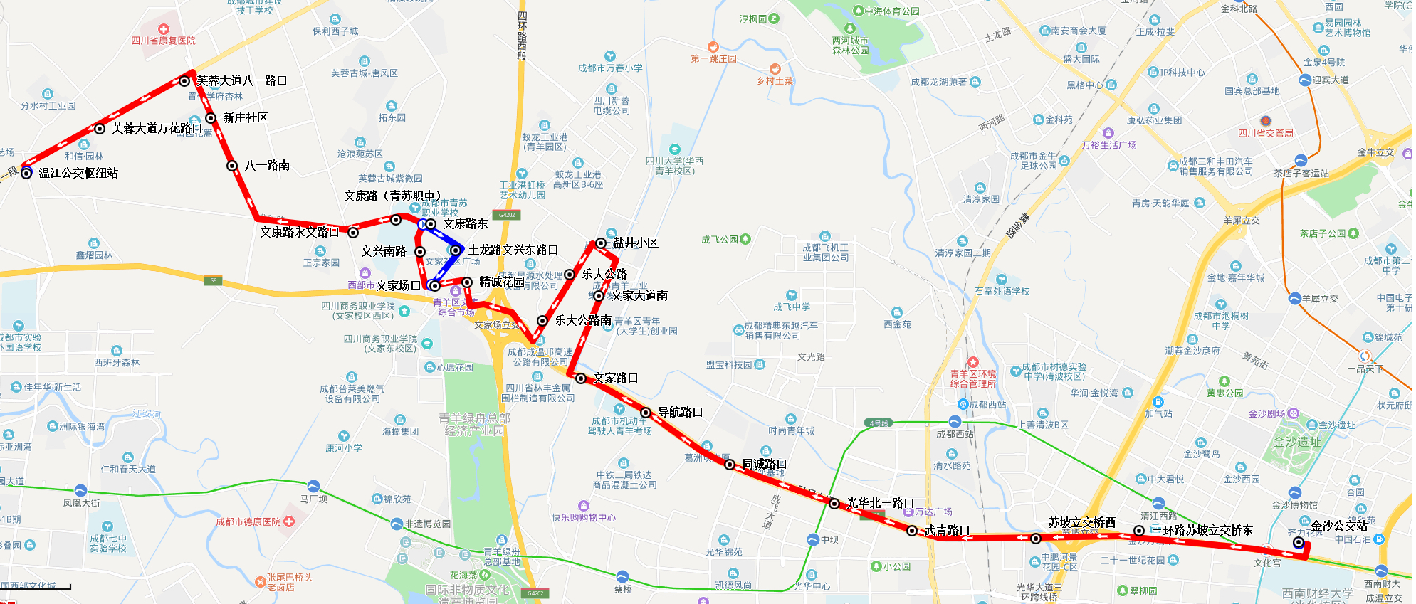 在温江公交枢纽站,k5线将与温江区内开行的10条常规线路无缝接驳,辐射