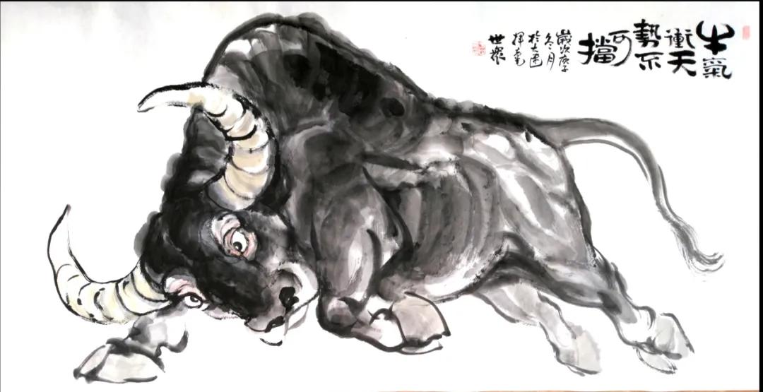 国画牛作品欣赏——于世众牛年画牛