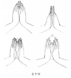 两手各结期克印相交于胸前,明王,护法最常用的手印,手中往往还握有