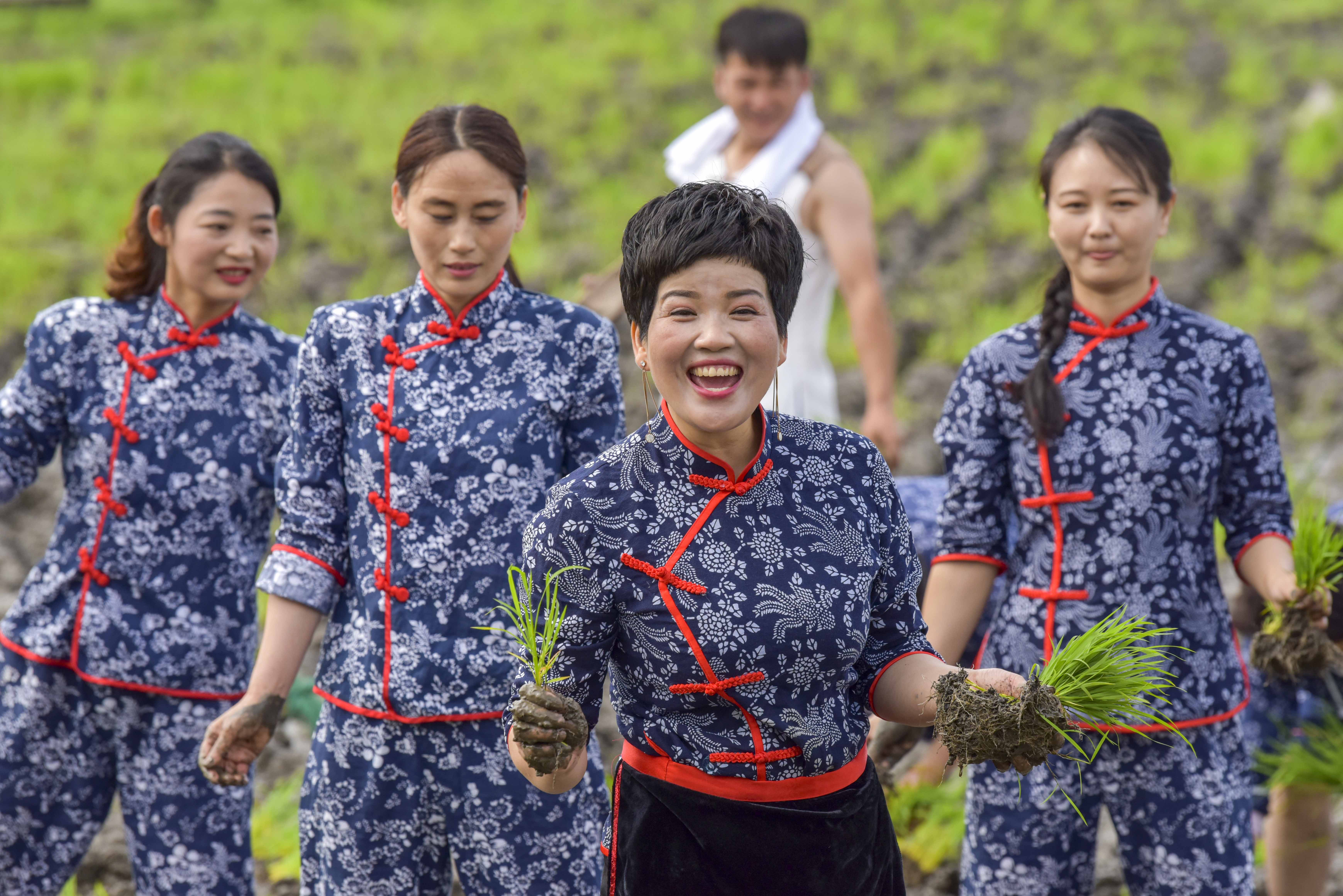 江苏泰州:非遗传承人走进田间唱响"茅山号子"