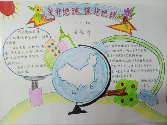 师家河小学关于世界地球日做的手抄报