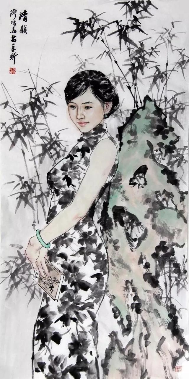 苗再新笔下的东方美女人物画作品欣赏