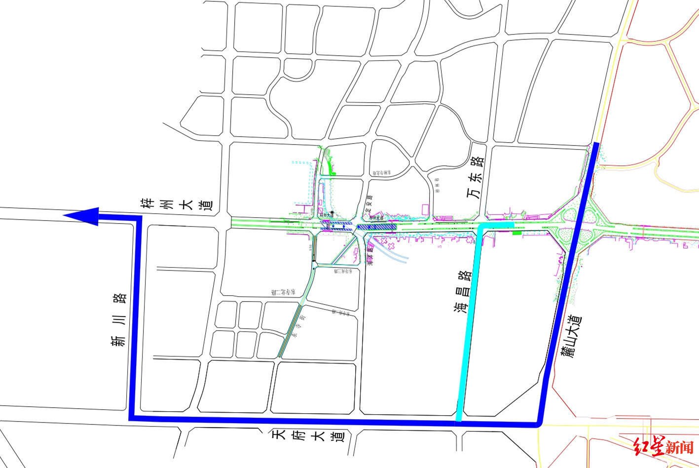 成都梓州大道海洋路口跨线桥架设施工4月5日起这些路段禁行