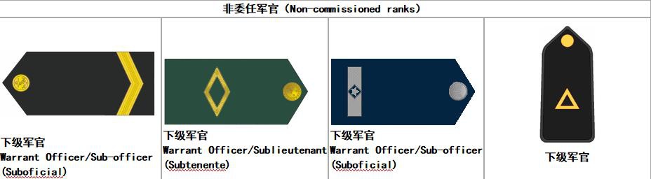 巴西军衔很有特色,标示军官级别和兵种专业,最高军衔是元帅