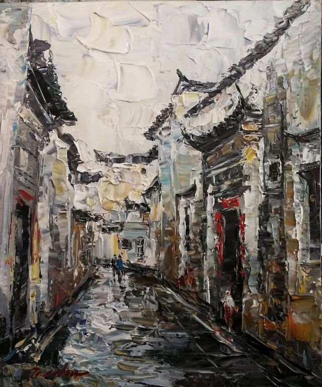 《乌镇》油画 50x60cm 谭惜春