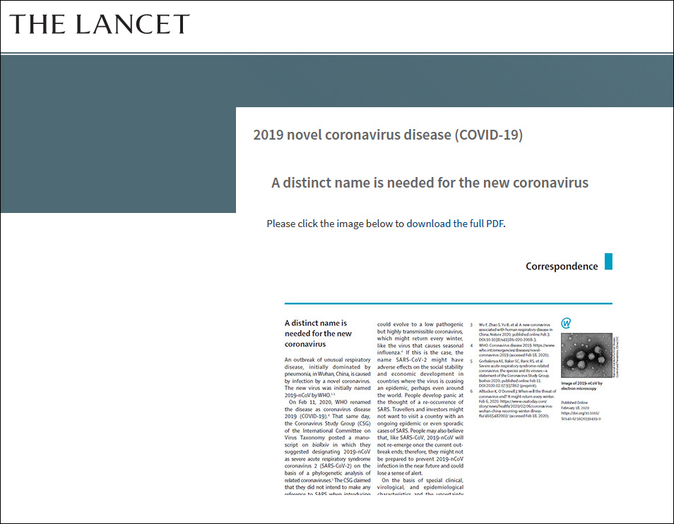 中国病毒专家：新冠病毒英文名SARS-CoV-2有误导性