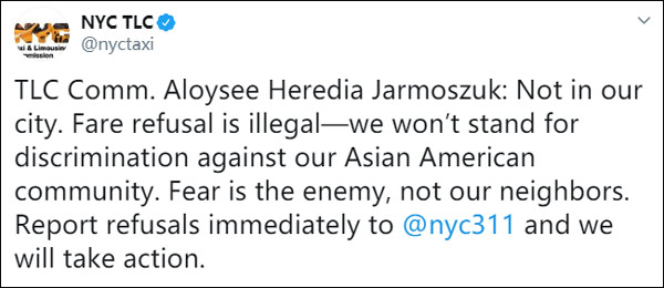 纽约出租车司机避开中国乘客 市长白思豪怒了