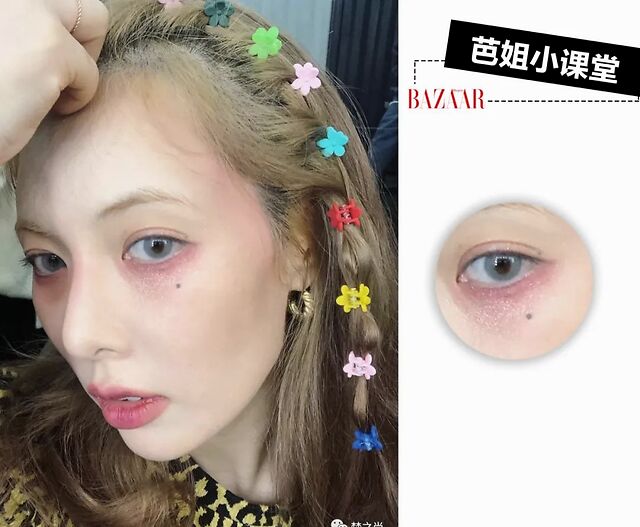 而这样范围较大的腮红不仅仅会显得人更加可爱还有修容的效果.