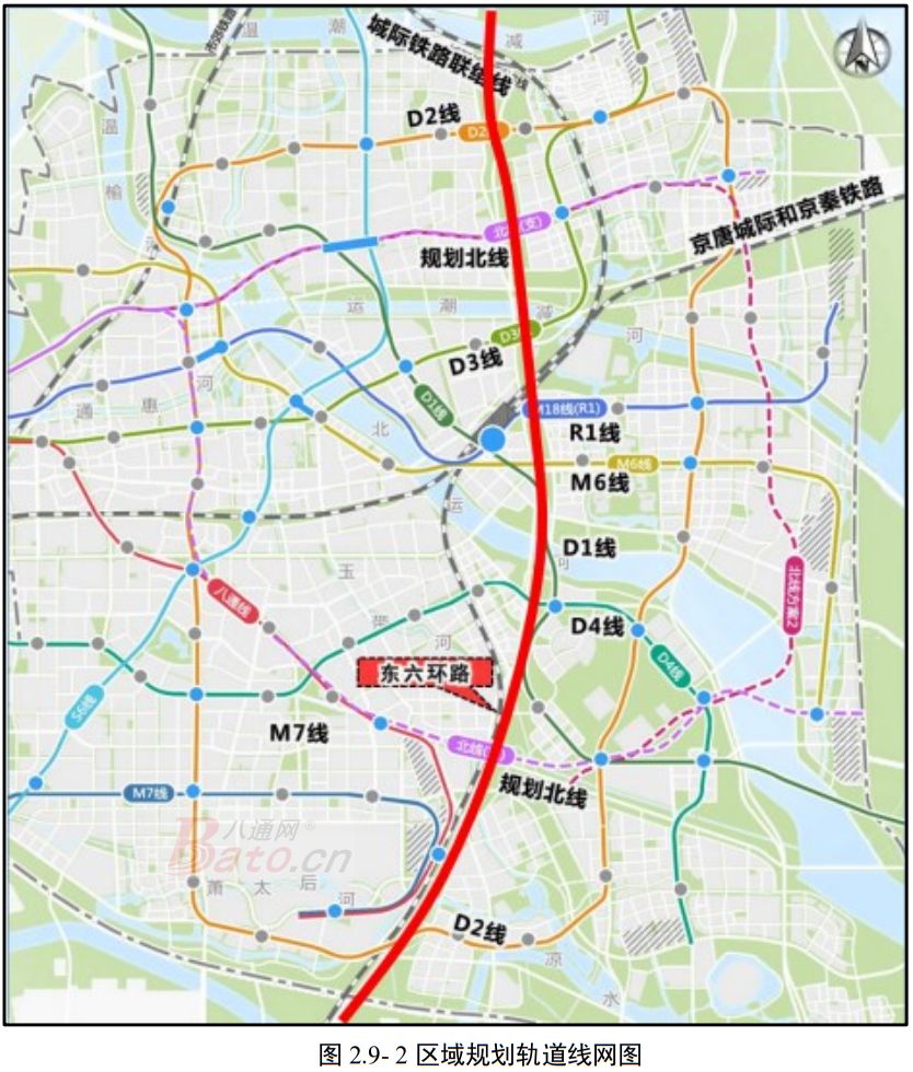 另据环评公示内容,与东六环路相交的规划铁路共4条:京唐城际(京滨