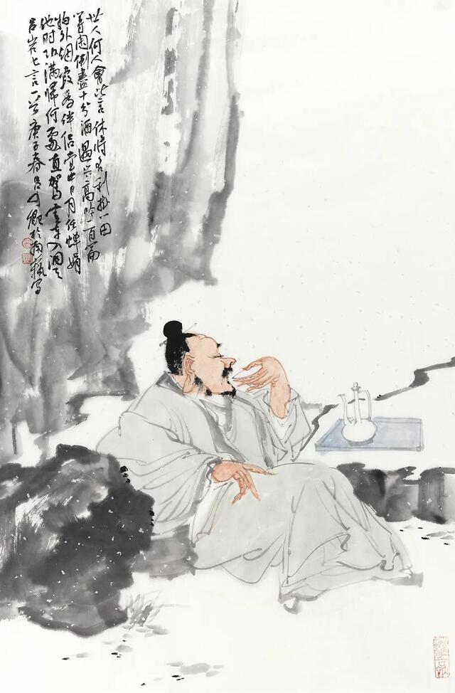 等闲倒净十分酒 过兴高吟一百篇 2020年作品 纸本设色 68cmx47cm
