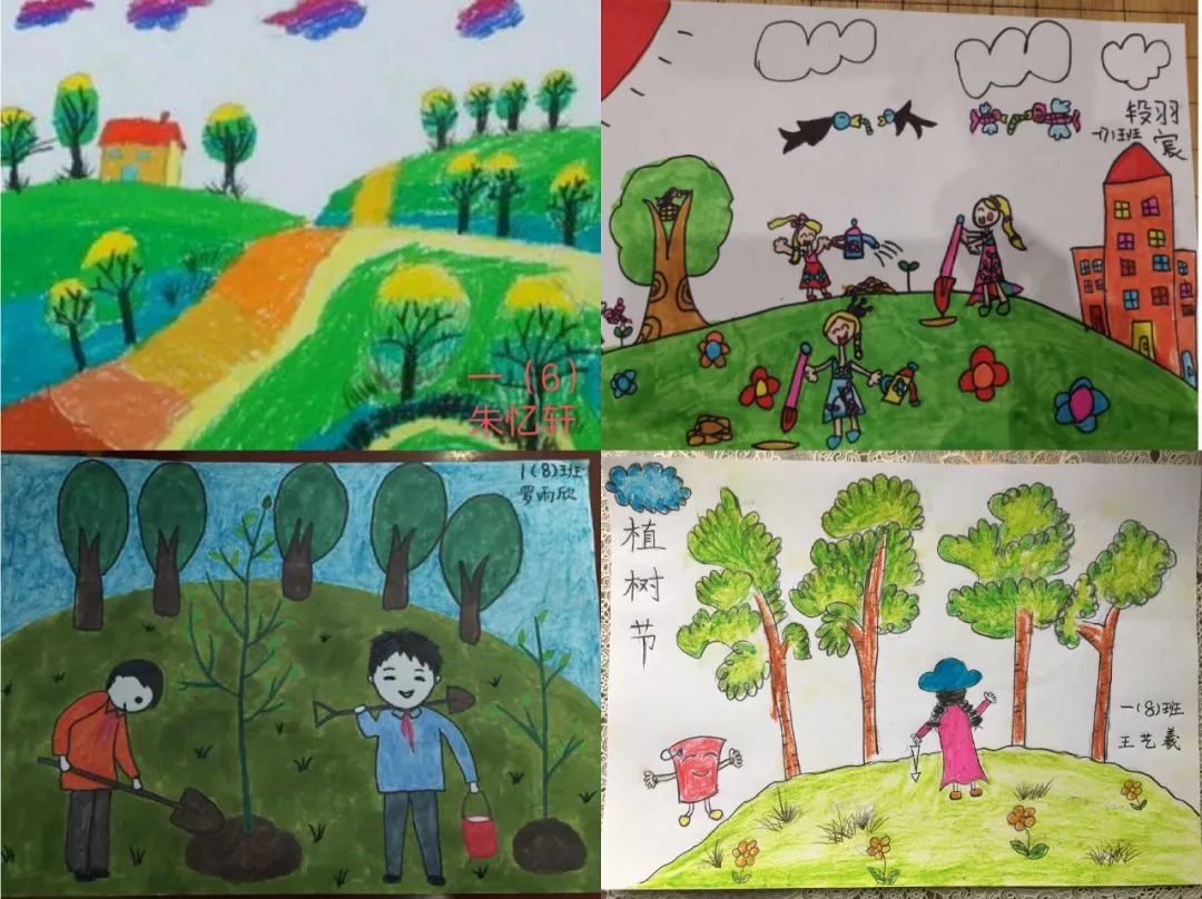 画出少先队员们心中播撒的绿色希望,传播植树节的文化,宣传绿色环保