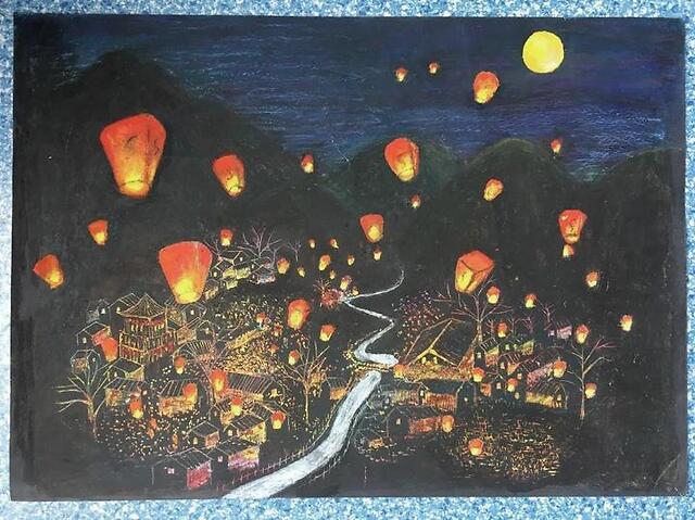 《祈祷疫情快结束》油画棒,申萍18岁,正安县第一中学.