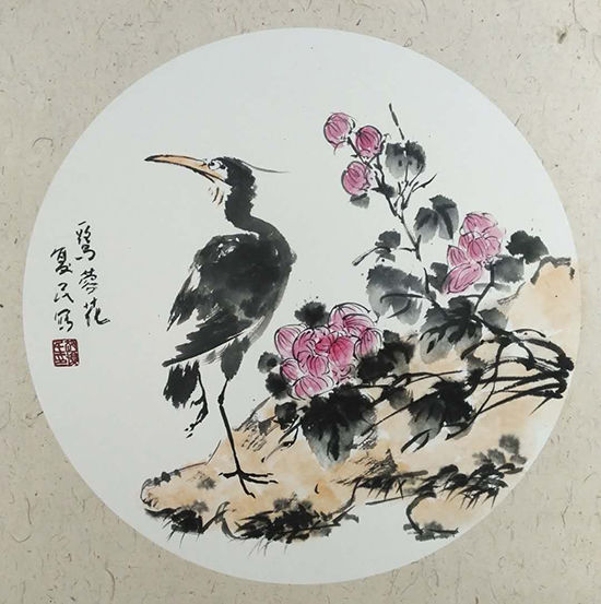 师从中国写意花鸟画艺术大师康宁先生 经过多年在恩师身边刻苦学习