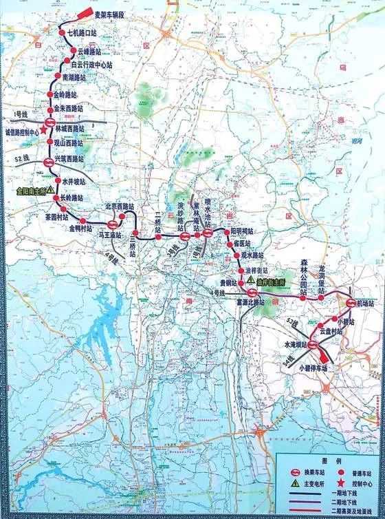 贵阳地铁2号线一,二期线路示意图 在2019年,贵州全面启动大力实施基础