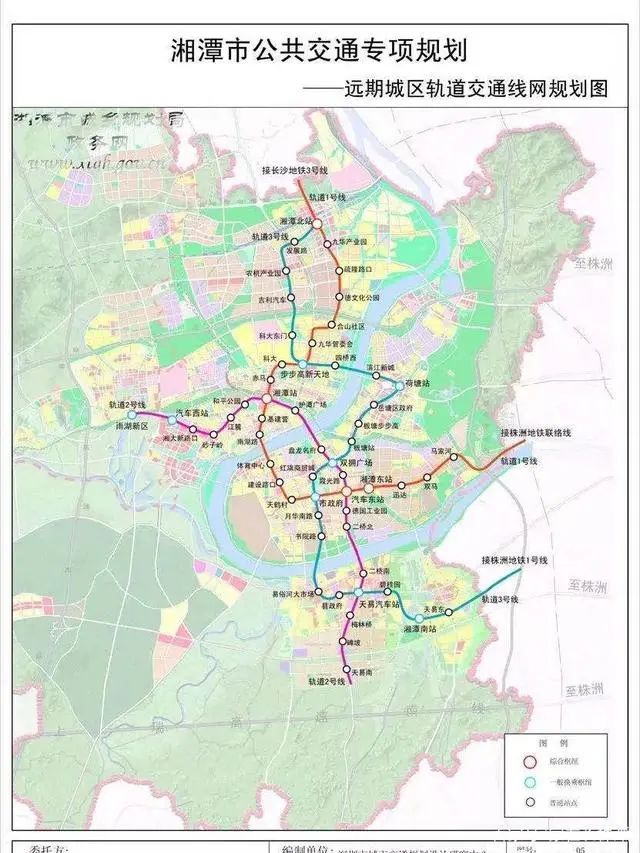 根据图中规划,地铁3号线也有望从湘潭北站穿越湘潭城区进入易俗河最