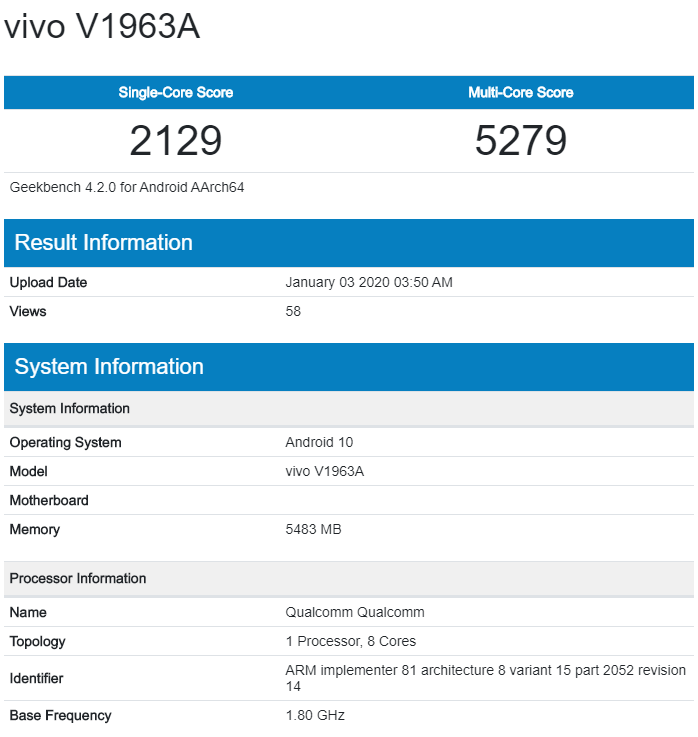 vivo新机现身跑分平台搭载骁龙765g处理器