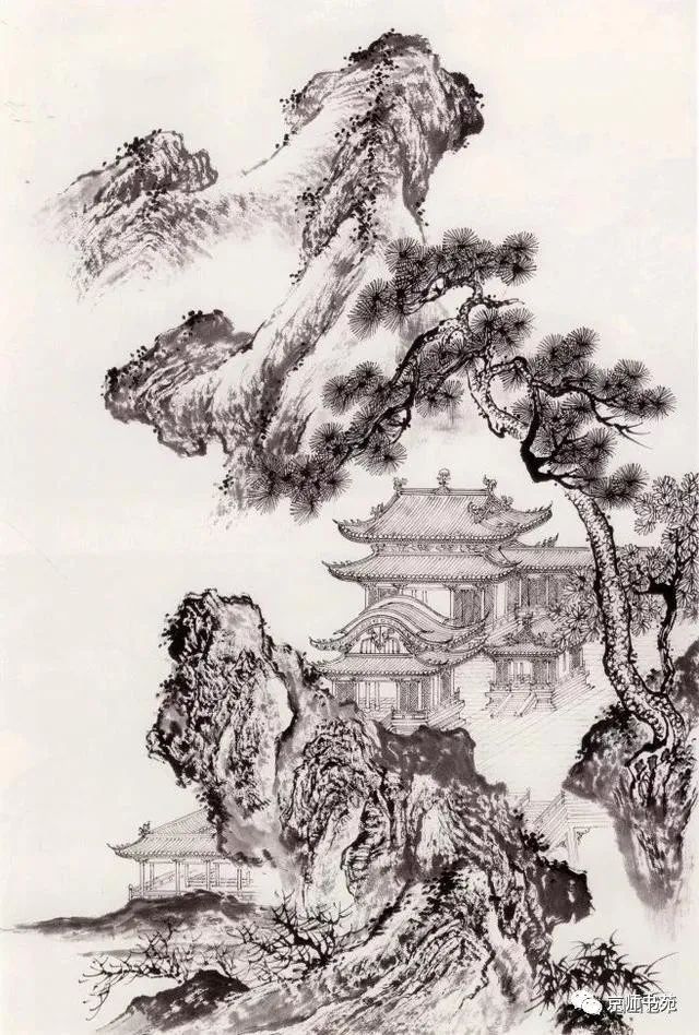 亭台楼阁白描